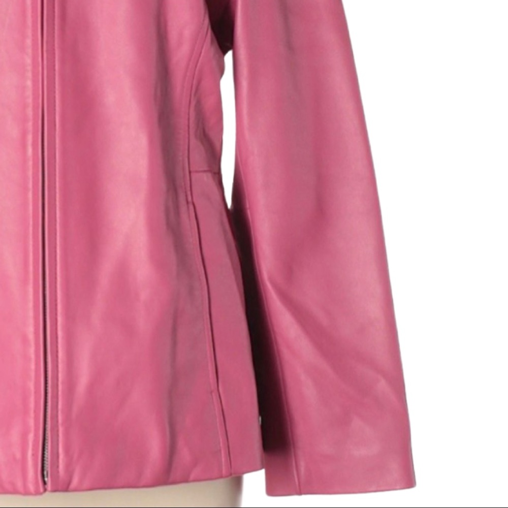 Pink Metallic Leather Jacket - Picture 6 of 6